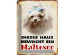 Vianmo Insegna Di Latta 40X30 Cm Hund Dieses Haus Bewacht Ein Malteser