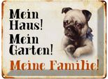 Vianmo Insegna Di Latta 30X40 Cm Hund Mops Mein Haus Garten Familie