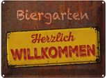 Vianmo Insegna Di Latta 30X40 Cm Biergarten Herzlich Willkommen