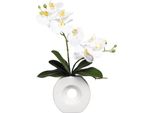 Orchidea Phalaenopsis 35 Cm In Vaso Di Ceramica Bianco - Decorazione Vegetale Artificiale Real Touch