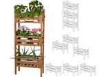 Needs&Wants® 3-Fold Multifunzionale: Supporto Per Piante In Legno, Resistente Alle Intemperie Per Giardino Balcone Interno Esterno, Scaffale Per Piante, Scala Per Fiori