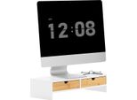 Sobuy BBF02-WN Supporto Per Monitor Con 2 Cassetti Supporto Per Monitor Alzata Per Monitor Porta Monitor