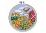 Confezione Da Ricamo A Punto Croce Design Works Con Telaio Da Ricamo "Autunno"", Schema Di Conteggio, Diam. 15 Cm"