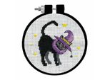 Kit Per Ricamo A Punto Croce Design Works Con Cerchio Da Ricamo "Gatto Nero"", Schema Di Conteggio, Diam. 9 Cm"