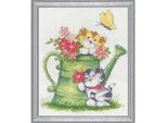 Kit Per Ricamo A Punto Croce Design Works "Gatti Con Annaffiatoio"", Schema Contato, 20X25Cm"