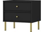 Selsey Oktio - Comodino Con 2 Cassetti, Nero-Grafite, 52 Cm