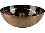 Portacandele Clayre & Eef Ø 17X6 Cm Fiori In Metallo Nero Color Oro