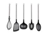 Rösle Küchenhelferset Basic Line , Schwarz Hochglanz , Metall , 5-teilig , 0.95x0.80x37.5 cm , Kochen, Küchenhelfer, Küchenhelfer Sets