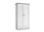 Xxxl Babykleiderschrank Luca / Corner , Weiß, Eiche , Holzwerkstoff , 7 Fächer , 2 Schubladen , 106 cm , Babymöbel, Babykleiderschrank