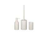 Blomus Bad-Accessoire-Set Banja , Beige , Keramik , 3-teilig , Betonoptik , 17.6 cm , Badaccessoires, Waschplatzzubehör