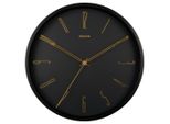 Karlsson Wanduhr Belle , Schwarz, Gold , Metall , 35x35x4 cm , Dekoration, Uhren, Wanduhren