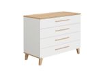 Paidi Wickelkommode Oscar, Weiß, Holz, Eiche, massiv, 4 Schublade(n) Schubladen, 123.5x95.0x55.9 cm, Blauer Engel, Goldenes M, Babymöbel, Wickelkommoden & Zubehör, Wickelkommoden