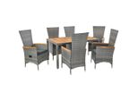 Ambia Garden Gartengarnitur , Grau , Holz, Metall, Kunststoff , 7-teilig , Akazie , Schichtholz , 150x90x75 cm , Gartenmöbel, Gartenmöbel-Sets