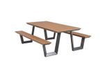 Ambia Garden Gartentischgruppe , Anthrazit, Teak , Metall, Kunststoff , 200x180x75 cm , Gartenmöbel, Gartenmöbel-Sets