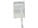 Nastro Natalizio Poliestere Argento 10Mm 50M - Nastro Decorativo, Nastro Regalo, Nastro Per Fiocchi