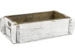 Cassetta Di Legno A Forma Di Mattone, Aspetto Antico, Bianco Lavato, Fioriera Vintage, Fioriera Decorativa L32Cm H9Cm