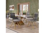 Flieks Sedia Da Sala Da Pranzo Set Di 2 Girevole A 360°, Sedia Imbottita Con Rivestimento In Velluto, Sedia Da Cucina Sedia Da Soggiorno Con Gambe In Acciaio, Sedia Girevole Poltrona, Grigio