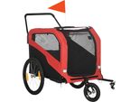 PawHut 2-in-1 Hundeanhänger, Fahrradanhänger für Hunde, Hundewagen mit Reflektoren, Hundebuggy max. 30 kg, Hundefahrradanhänger für Große Hunde, Oxford-Gewebe, Rot