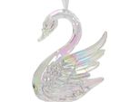 Decorazione Per Albero Di Natale Cigno In Plastica 10Cm Figura Chiara Iridescente
