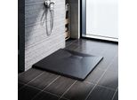 Sonni Piatto Doccia 80X80 Cm Smc Piatto Doccia Quadrato Extrapiatto Look Pietra Nera Incl. Set Di Scarico