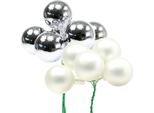 Bacche A Specchio Argento Mix Ø40Mm 32Pz - Decorazione Natalizia Palline Di Vetro Lucide Opache