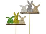 Spina Decorativa Coniglietto Pasqua Primavera Decorazione Legno H37Cm 8Pcs Viana Fiore Spina