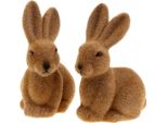 Coniglietto Decorativo Floccato Marrone Set Di Coniglietti Pasquali 15 Cm 4 Pezzi Figurine Decorative Pasqua, 4 Pezzi