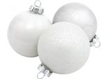 Set Di 24 Globi Di Neve Bianchi Invernali Magici, Decorazioni Per Albero In Vetro Ø6Cm H6.5Cm - Decorazioni Natalizie