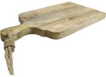 Vassoio Decorativo In Vero Legno Con Manico, Piatto Da Portata In Legno Di Mango, Vassoio Portacandele Rustico 38Cm