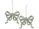 Decorazioni Per Albero Di Natale Fiocco Verde Glitter 9Cm Set Di 12 Decorazioni Natalizie