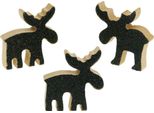 Decorazione Natalizia A Pioggia Alce Legno Nero Glitter Decorazione Ideale Per La Tavola 5×5,5 Cm 12 Pezzi