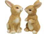 Set Decorativo Coniglietti Pasquali In Ceramica Marroni, Coppia Di Coniglietti Seduti, Set Da 2, 15 Cm, 2 Pezzi