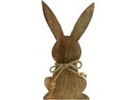 Coniglietto In Legno Di Mango Decorazione Pasquale Natura 18,5 Cm Corda Di Iuta