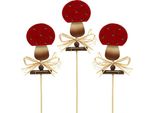 Rospo Decorativo Autunnale 7 Cm Su Bastone Di Legno 33,5 Cm - Set Di 16 Pezzi Per Bouquet E Composizioni Floreali