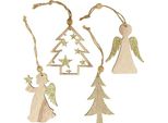 Ornamenti Natalizi In Legno 10Cm Con Glitter, Set Di 12 Ornamenti Per La Decorazione Dell'albero Di Natale