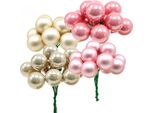 Mini Baubles Natalizi Su Filo 20Mm In Rosa E Champagne 140Pz - Lucidi E Opachi Per Decorazioni Festive