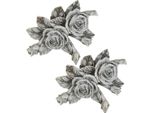 Set Di Rose Per La Decorazione Della Tomba In Poliresina, Rose Commemorative Per L'arte Funeraria 10X8Cm, 6 Pezzi In Grigio