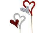 Borchie Decorative A Cuore In Legno Rosso E Bianco, Decorazione Floreale Amorevole, Idea Regalo, Set Da 38 Cm/12 Pezzi