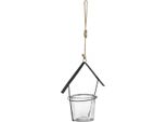 Portacandele Lanterna Casa Appeso Metallo Decorazione Vetro Set 2 Pezzi