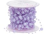 Nastro Di Perline Viola 6Mm 15M - Nastro Decorativo Decorazione Tavola Matrimonio Decorazione Parete