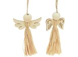 Angelo Di Natale Decorazione Per Albero Di Natale Angelo Di Rafia 11Cm 12 Pz - Decorazione Naturale Per Natale