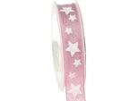 Nastro Natalizio Bordo Filo Rosa Bianco Stella Decorazione Nastro Regalo W25Mm L15M
