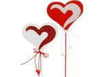 Cuore Su Bastoncino Rosso Bianco Cuore Decorativo Tappo Decorativo San Valentino Festa Della Mamma 16 Pezzi Idea Regalo Decorazione In Legno