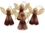 Angelo Di Carta Angelo Di Natale Decorazione Appendere A Nido D'ape Look Rosso Rosa 12Cm Set Di 4