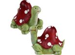 Decorazione Tartaruga Agarico Mosca Giardino Balcone Estate Decorazione Verde Rosso 10Cm Set Di 2, PK2 Pezzi