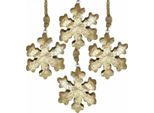 Fiocco Di Neve In Legno Di Mango Oro Naturale Ø10Cm Decorazione Natalizia 6 Pezzi