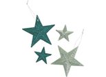 Set Di Stelle Glitterate Per La Decorazione: Appendino E Spolverino Smeraldo, Verde Chiaro Ø9Cm/Ø5Cm 18 Pezzi.