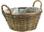 Fioriera Shabby Chic Nature White H14Cm Ø30Cm Con Manici Vintage Deco