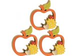 Statuetta Decorativa Autunnale In Legno Decorazione Mela Con Riccio 16,5×15 Cm Set Di 3