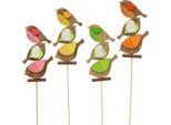 Decorazione Primavera Uccelli Decorazione Legno Decorazione Giardino Spina Fiore H10,5Cm 12Pz
